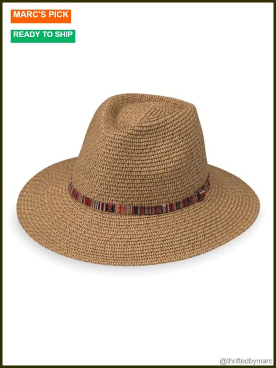 UPF 50+ Sun Protection Wide Brim Fedora Hat Packable Paper Braid main image 5